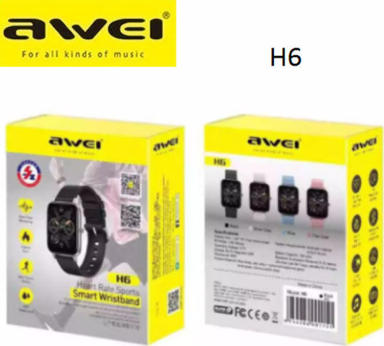 Awei H6 Smartwatch with Heart Rate Monitor (Black) vista 6