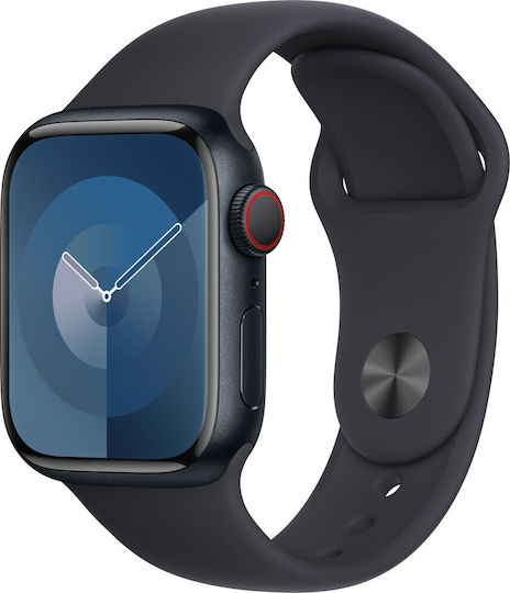 Apple Watch Series 9 Cellular Aluminium 41mm Waterproof with eSIM and Heart Rate Monitor (Midnight with Midnight Sport Band (M/L)) view 2