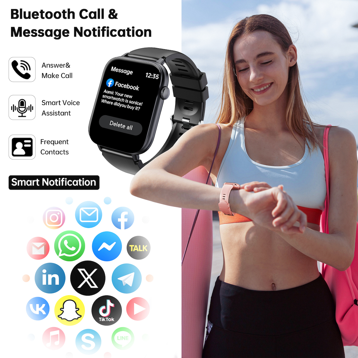 Oukitel V3 Smartwatch with Heart Rate Monitor (Black) view 8