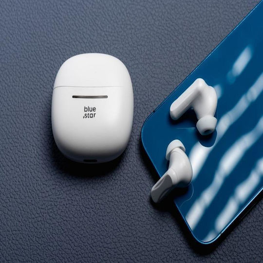 Blue Star BK44 In-ear Bluetooth Handsfree Earphones with Charging Case White view 4