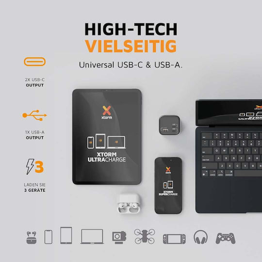 Xtorm Nova Ultra Power Bank 27600mAh 140W with USB-A Port and 2 USB-C Ports Power Delivery / Quick Charge 3.0 Gray view 4