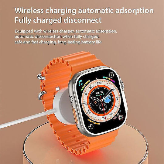 Qian I20 Ultra Max 2.3' 49mm + Bluetooth HandsFree Gift + Protective Glass Wireless Charging Waterproof 10 +1 Men's Women's Set Silver view 2