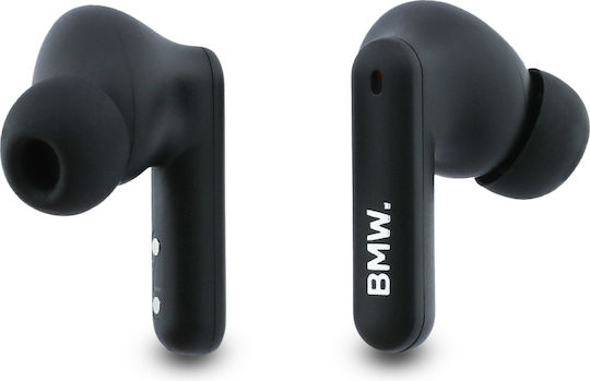 BMW Leather Metal Logo In-ear Bluetooth Handsfree Headphones with Blue Charging Case view 4