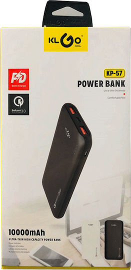 KLGO KP-57 Power Bank 10000mAh with 2 USB-A Ports Black vue 3