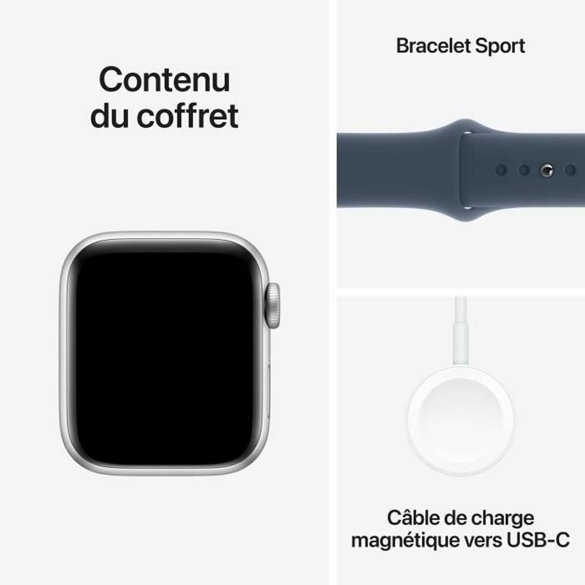 Apple Watch SE 2023 Cellular Aluminum 40mm Waterproof with eSIM and Heart Rate Monitor (Silver with Storm Blue Sport Band - M/L) view 6