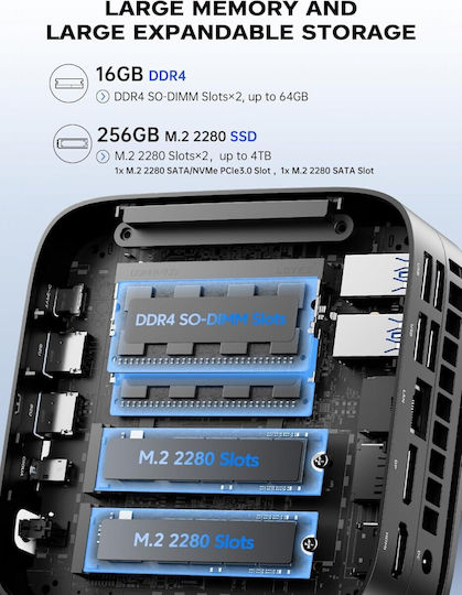 Acemagic Mini PC (Ryzen 3 4300U/16GB DDR4/256GB SSD/No OS) view 3