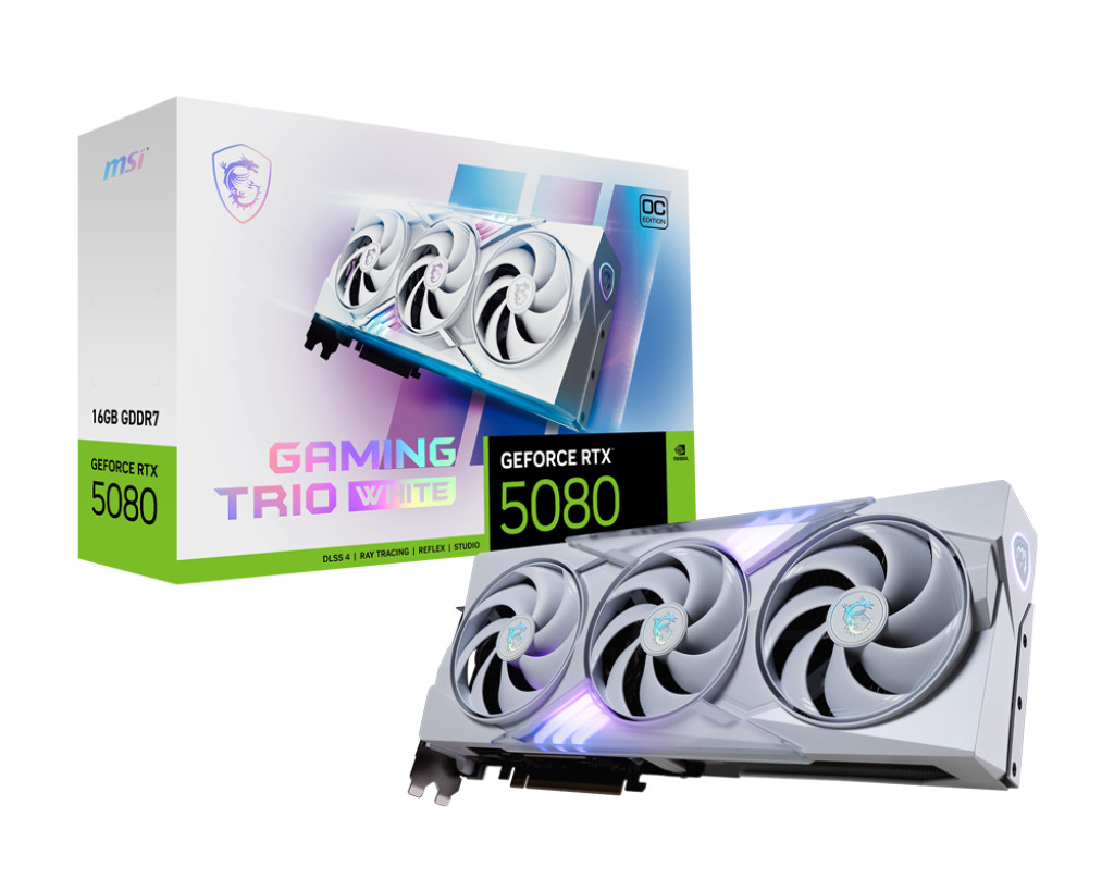 MSI GeForce RTX 5080 16GB GDDR7 Gaming Trio OC White Graphics Card V531-045R