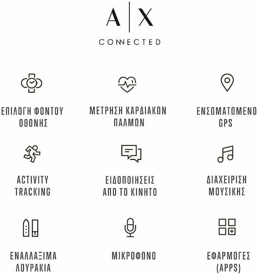 Armani Exchange Connected Stainless Steel 46mm Smartwatch (Black) view 6