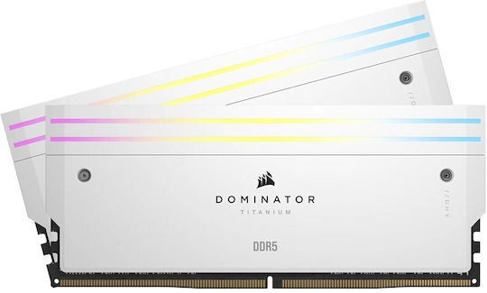 Corsair Dominator Titanium RGB XMP White DDR5 64GB RAM with 2x32GB Modules and Speed 6400 for Desktop CMP64GX5M2B6400C32W