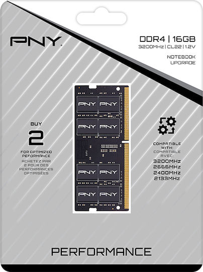 PNY Performance DDR4 with 1x16GB Module and Speed 3200 for Laptop MN16GSD43200-TB Ansicht 2