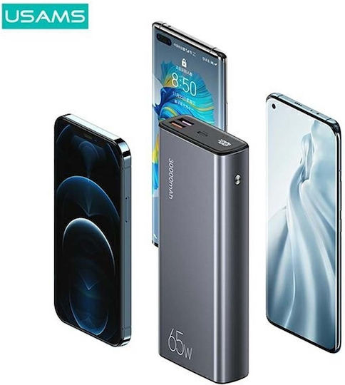 Usams PB68 Power Bank 30000mAh 65W with 2 USB-A Ports and USB-C Port Quick Charge 3.0 Black vue 6