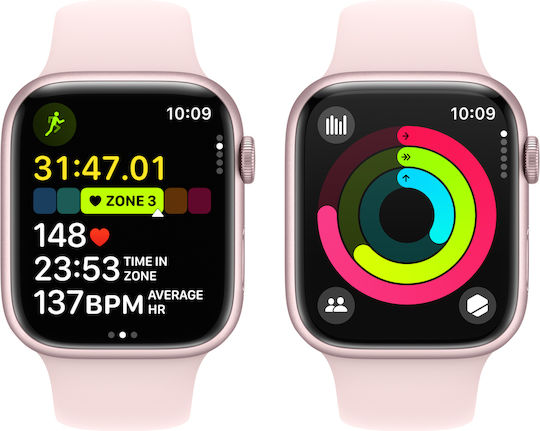 Apple Watch Series 9 Aluminium 45mm Waterproof with Heart Rate Monitor (Pink with Light Pink Sport Band (M/L)) view 8
