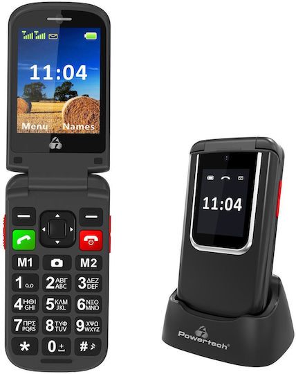 Powertech Sentry PTM-34 Dual SIM Mobile with Large Buttons (Greek Menu) Black view 1