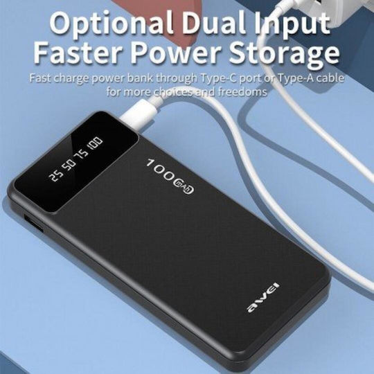 Awei P131K Power Bank 10000mAh with USB-A Port Black view 2