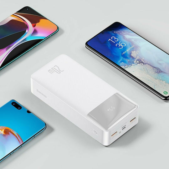 Baseus Bipow Digital Display Power Bank 30000mAh 20W with 2 USB-A Ports and USB-C Port White view 8