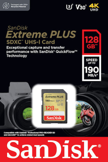 Sandisk Extreme Plus SDXC 128GB Class 10 U3 V30 UHS-I view 4