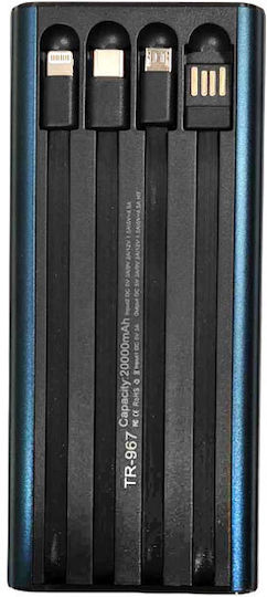 Treqa TR-967 Power Bank 20000mAh with 2 USB-A Ports and USB-C Port Black view 6