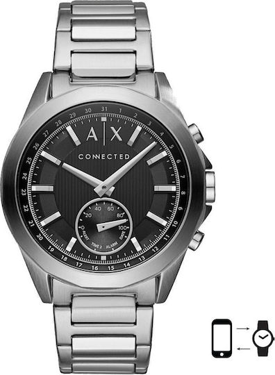 Armani Exchange Drexler Hybrid Stainless Steel 44mm Smartwatch (Silver) view 3