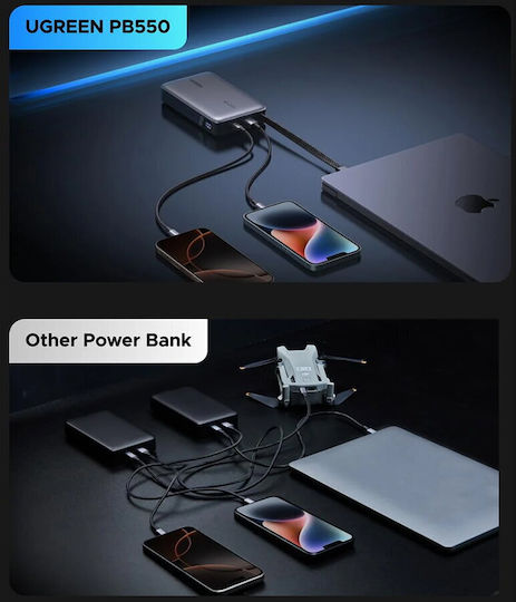 Ugreen PB550 Power Bank 20000mAh 67W with USB-A Port and USB-C Port Power Delivery Gray view 6