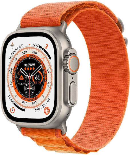 Apple Watch Ultra Titanium 49mm Waterproof with eSIM and Heart Rate Monitor (Orange Alpine Loop Small) view 2