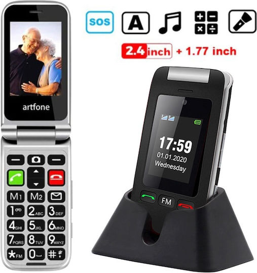 Artfone Artfone C10 Flip Dual SIM Mobile with Large Buttons Black view 3