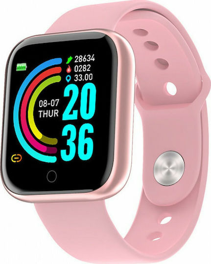 Y68 Smartwatch with Heart Rate Monitor (Pink)