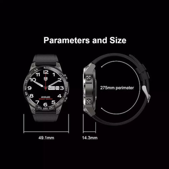Nubi DM50 Smartwatch with Heart Rate Monitor (Black) view 6