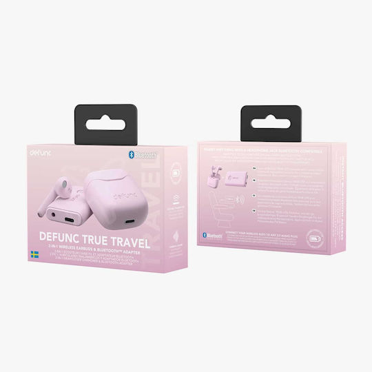 Defunc True Lite Travel Kit Earbud Bluetooth Handsfree Earphones with Sweat Resistance and Charging Case Pink vue 3