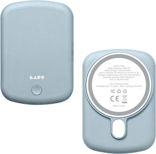Laut Power Charge Handy MagSafe 5000mAh with USB-C Port Light Blue view 3