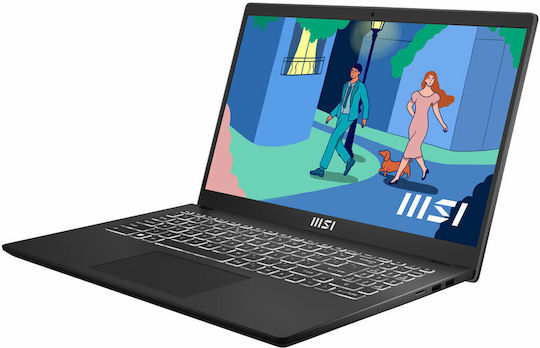 MSI Modern 15 B7M-247XES 15.6" FHD (Ryzen 7-7730U/16GB/512GB SSD/No OS) Classic Black (ES Keyboard) vue 2