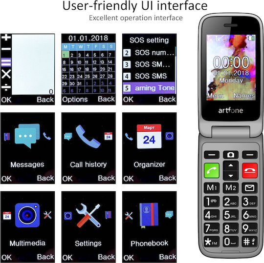 Artfone CF241A Dual SIM Mobile with Buttons Red view 5