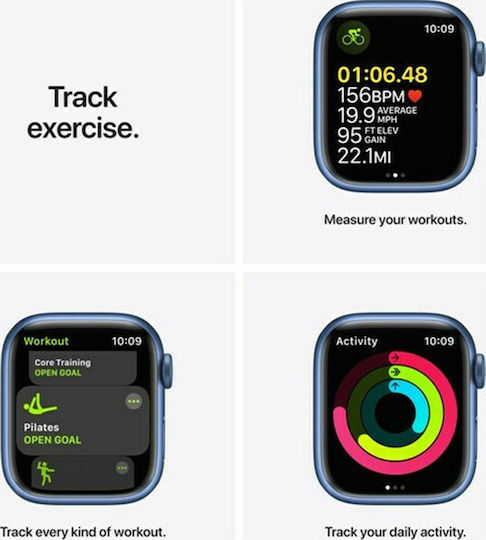 Apple Watch Series 7 Aluminium 45mm Waterproof with Heart Rate Monitor (Blue) vue 6