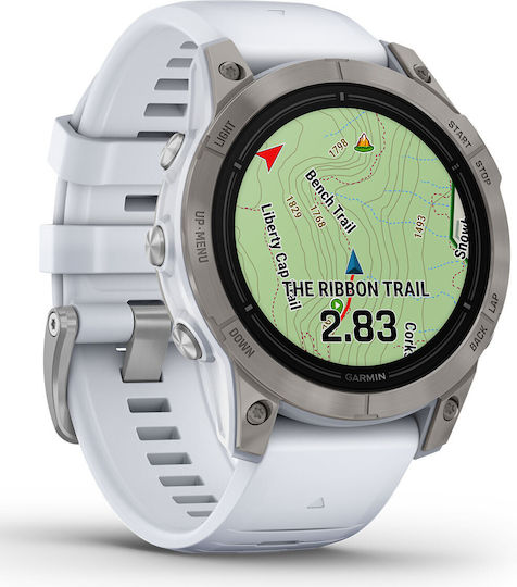 Garmin epix Pro (Gen 2) Sapphire Edition Titanium 47mm Waterproof Smartwatch with Heart Rate Monitor (Whitestone Silicone Band) view 3