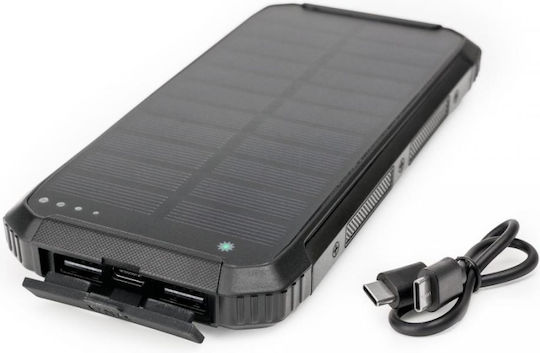 Platinet Camping Solar Power Bank 10000mAh 15W with 2 USB-A Ports and USB-C Port Power Delivery Black view 3