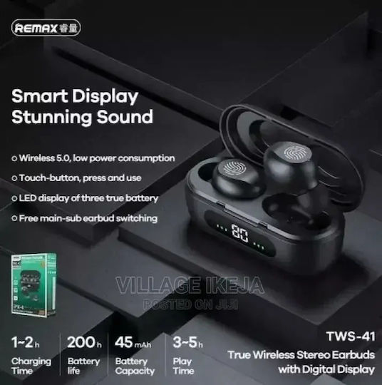 Remax TWS-41 In-ear Bluetooth Handsfree Earphones with Charging Case Black view 4
