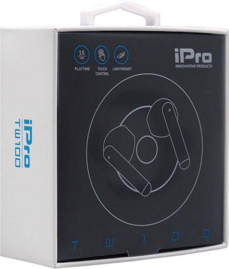 iPro TW100 In-ear Bluetooth Handsfree Earphones with Charging Case Black view 2