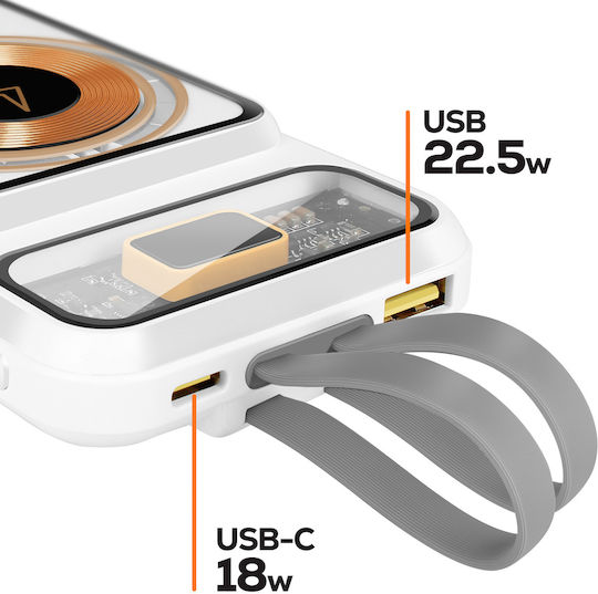 Maxexcell MagSafe Power Bank 10000mAh 22.5W with 2 USB-C Ports White view 2