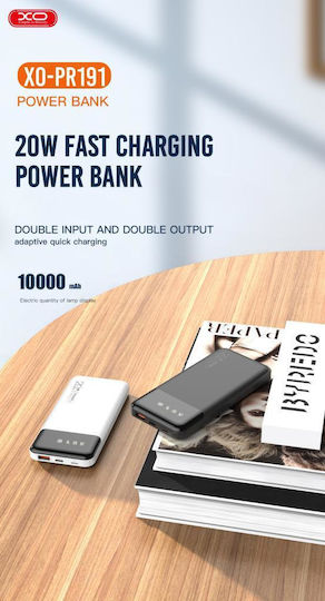XO PR191 Power Bank 10000mAh 20W with USB-A Port and USB-C Port Power Delivery / Quick Charge 2.0 / Quick Charge 3.0 Black view 8