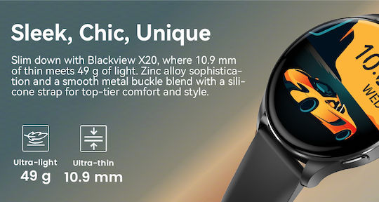 BlackView X20 45mm Smartwatch with Heart Rate Monitor (Black) view 9