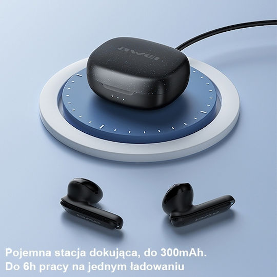 Awei T66 In-ear Bluetooth Handsfree Earphones with Sweat Resistance and Charging Case Black vue 7