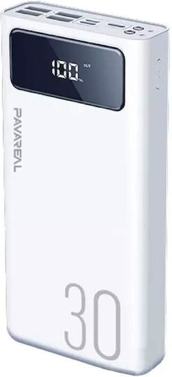 Pavareal PB-92 Power Bank 30000mAh with 4 USB-A Ports and USB-C Port White view 4