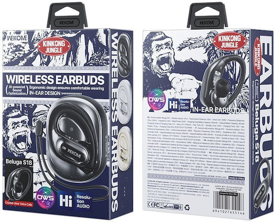 WK Beluga S18 Open Ear Bluetooth Handsfree Earphones with Charging Case Black view 3