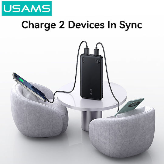 Usams CD253 Power Bank 10000mAh 10W with 2 USB-A Ports Black view 4