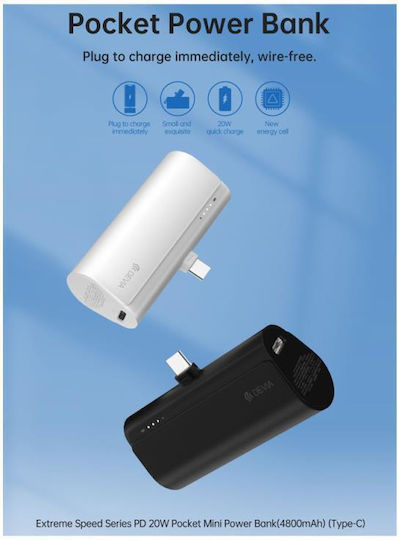 Devia EP141 Mini Pocket Power Bank 4800mAh 20W Power Delivery Black view 5