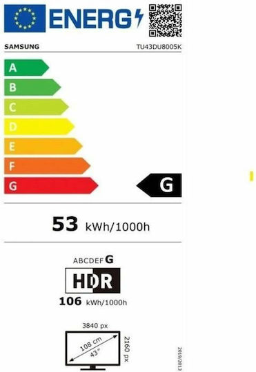 Samsung Smart Television 43" 4K UHD LED TU43DU8005KXXC HDR (2024) view 4