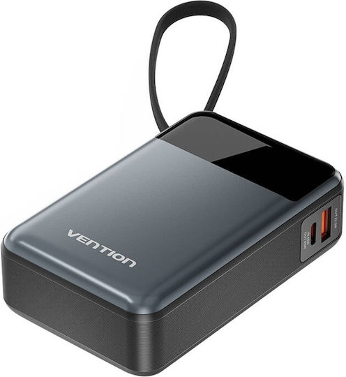 Vention Power Bank 20000mAh 65W with USB-A Port and USB-C Port Black