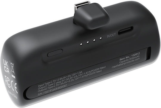 Manhattan Power Bank 5000mAh 20W Power Delivery Black view 2