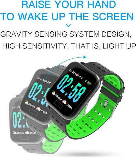 A6 46mm Smartwatch with Heart Rate Monitor (Green) view 2