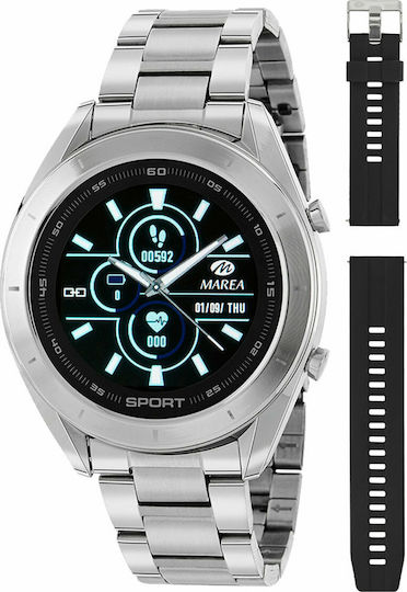 Marea Β58004 43mm Smartwatch with Heart Rate Monitor (Silver)