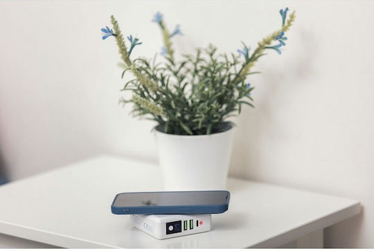 Forcell Multifunction 4in1 Wireless Power Bank 8000mAh 15W with 2 USB-A Ports and USB-C Port White view 5
